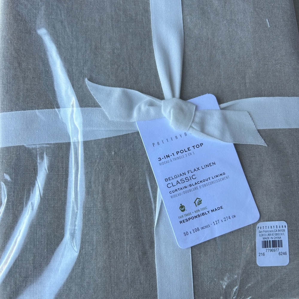 Pottery Barn 3 in 1 Pole Top Curtain in Belgian Flax Linen BNWT